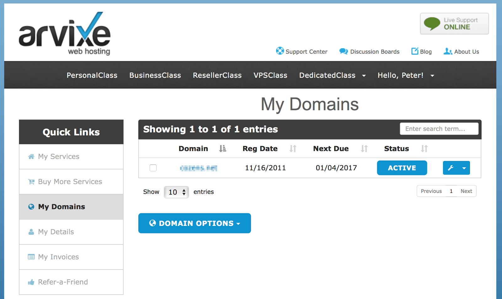 Transfer domain name from Arvixe